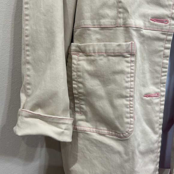 Denim&Co Cream Trench Coat with Pink Accents - Picture 3 of 8